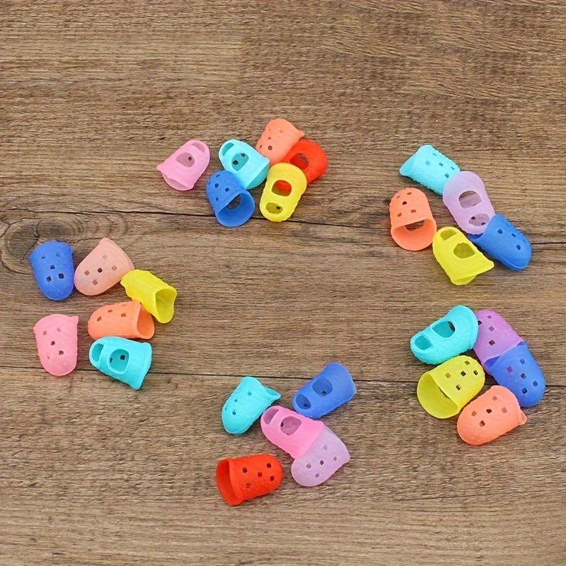 20pcs Breathable Silicone Thimbles - Multicolor, Protective Finger Sleeves for DIY Crafts & Sewing Accessories