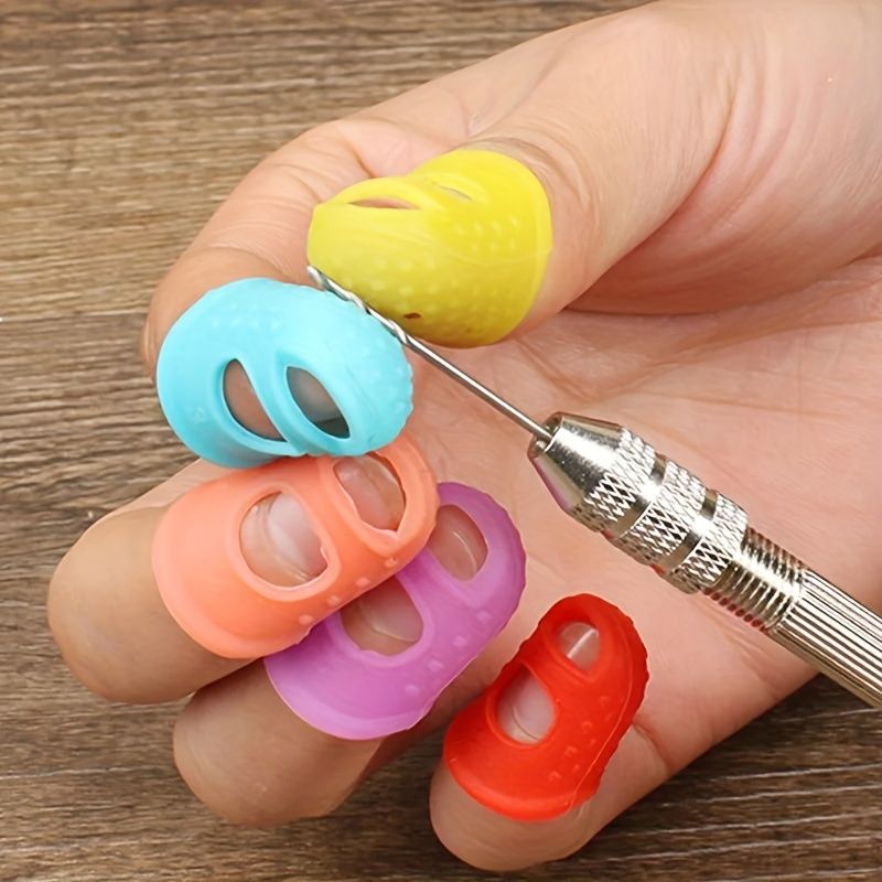 20pcs Breathable Silicone Thimbles - Multicolor, Protective Finger Sleeves for DIY Crafts & Sewing Accessories