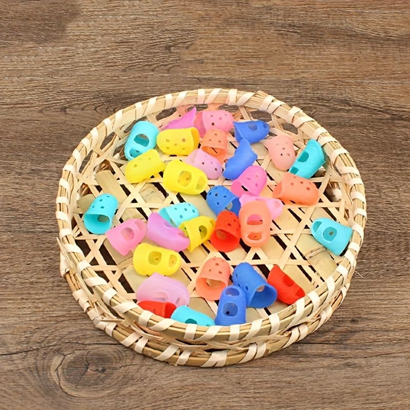 20pcs Breathable Silicone Thimbles - Multicolor, Protective Finger Sleeves for DIY Crafts & Sewing Accessories