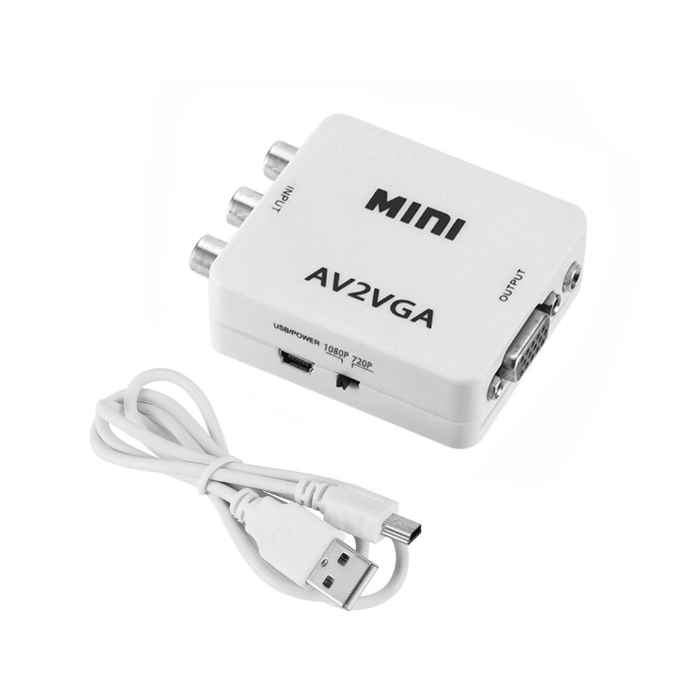 AV to VGA Converter RCA Adapter with 3.5mm Audio Cable for TV Box PC 1080P CVBS To VGA Converter