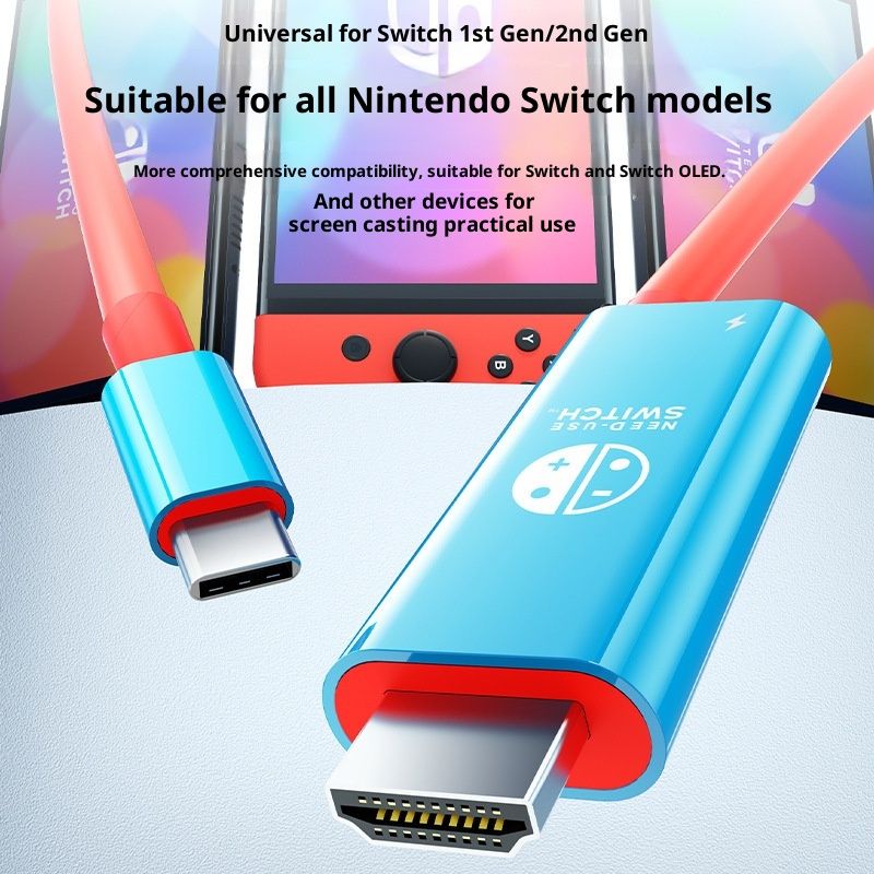 Type-C to HDMI Cable 4K 60Hz, for Nintendo NS2/Switch/Phone/Laptop, 2-in-1 USB-C to HDMI Adapter Cable for TV Monitor Projector