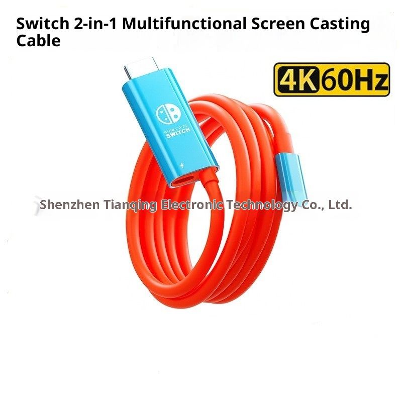 Type-C to HDMI Cable 4K 60Hz, for Nintendo NS2/Switch/Phone/Laptop, 2-in-1 USB-C to HDMI Adapter Cable for TV Monitor Projector