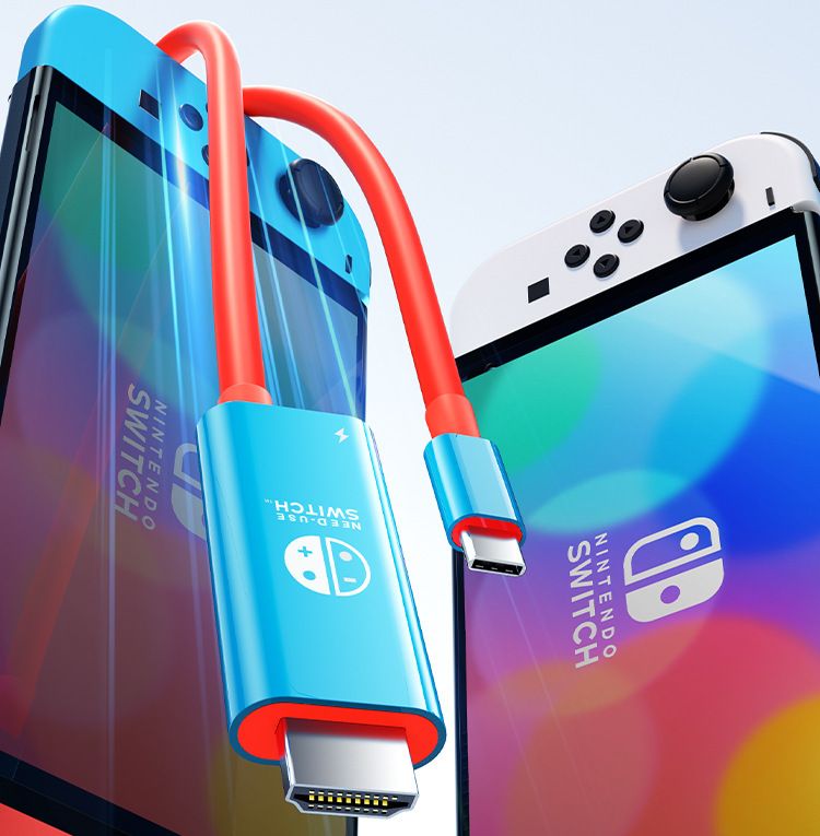 Type-C to HDMI Cable 4K 60Hz, for Nintendo NS2/Switch/Phone/Laptop, 2-in-1 USB-C to HDMI Adapter Cable for TV Monitor Projector