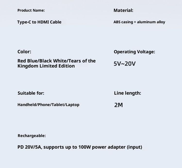 Type-C to HDMI Cable 4K 60Hz, for Nintendo NS2/Switch/Phone/Laptop, 2-in-1 USB-C to HDMI Adapter Cable for TV Monitor Projector