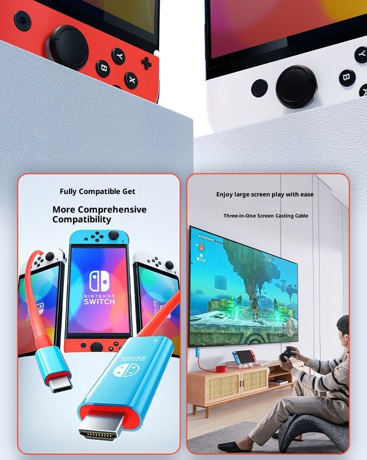 Type-C to HDMI Cable 4K 60Hz, for Nintendo NS2/Switch/Phone/Laptop, 2-in-1 USB-C to HDMI Adapter Cable for TV Monitor Projector