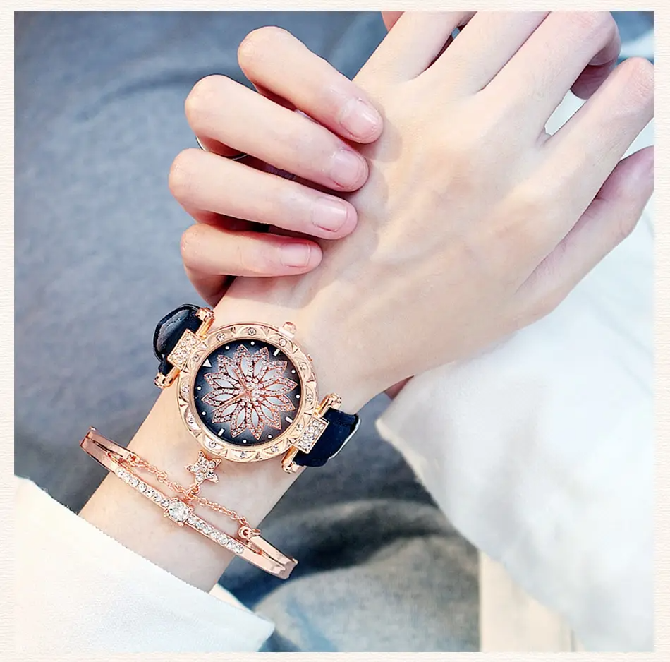 Women Fashion Watches Starry Sky Ladies Bracelet Watch Casual Leather Sports Quartz Watches Casual Watches Simple Ladies Wrist Fast delivery within 1-5 day