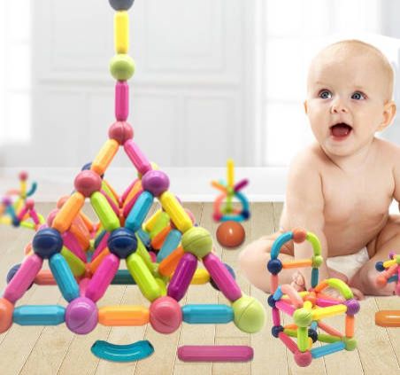 25pc Toy Children  Magnetic Building Blocks DIY Magnet Sticks Balls Construction Set Games Montessori Educational Toys For Kids Fast delivery within 1-5 days