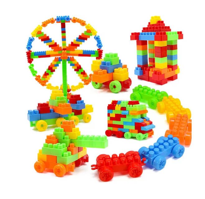 100pc Blocks Toy Children DIY  Construction Set Games Montessori Educational Toys For Kids Gifts Stacking Blocks boy girl baby toys Fast delivery within 1-5 days