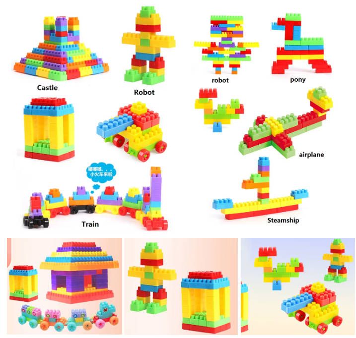 100pc Blocks Toy Children DIY  Construction Set Games Montessori Educational Toys For Kids Gifts Stacking Blocks boy girl baby toys Fast delivery within 1-5 days
