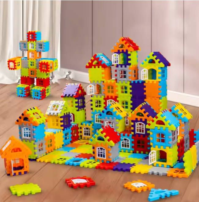 70pc Educational enlightenment toys  buildg children's assembling random color building set blocks educational toys children's gifts kids Stacking Block KHouse Building Fast delivery within 1-5 days