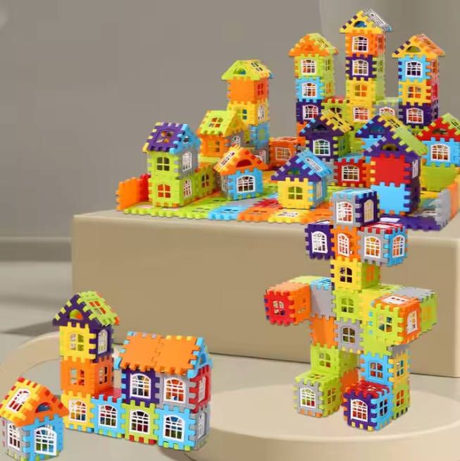 70pc Educational enlightenment toys  buildg children's assembling random color building set blocks educational toys children's gifts kids Stacking Block KHouse Building Fast delivery within 1-5 days