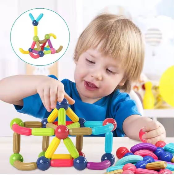 25pc Toy Children  Magnetic Building Blocks DIY Magnet Sticks Balls Construction Set Games Montessori Educational Toys For Kids Fast delivery within 1-5 days
