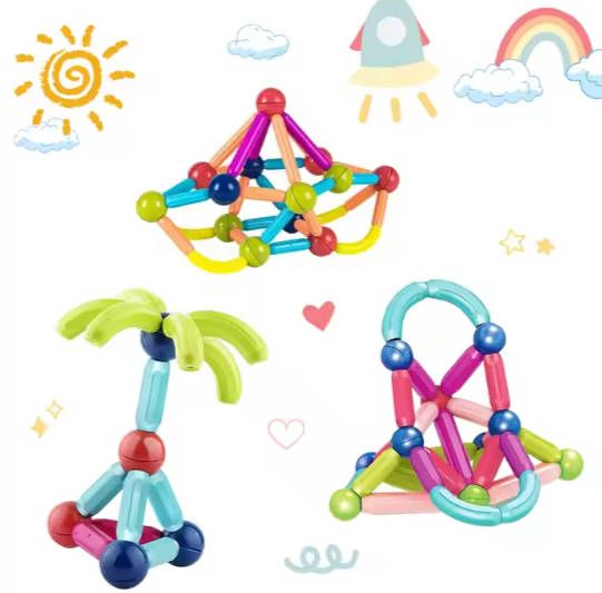 25pc Toy Children  Magnetic Building Blocks DIY Magnet Sticks Balls Construction Set Games Montessori Educational Toys For Kids Fast delivery within 1-5 days