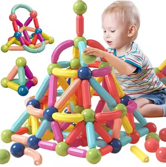 25pc Toy Children  Magnetic Building Blocks DIY Magnet Sticks Balls Construction Set Games Montessori Educational Toys For Kids Fast delivery within 1-5 days