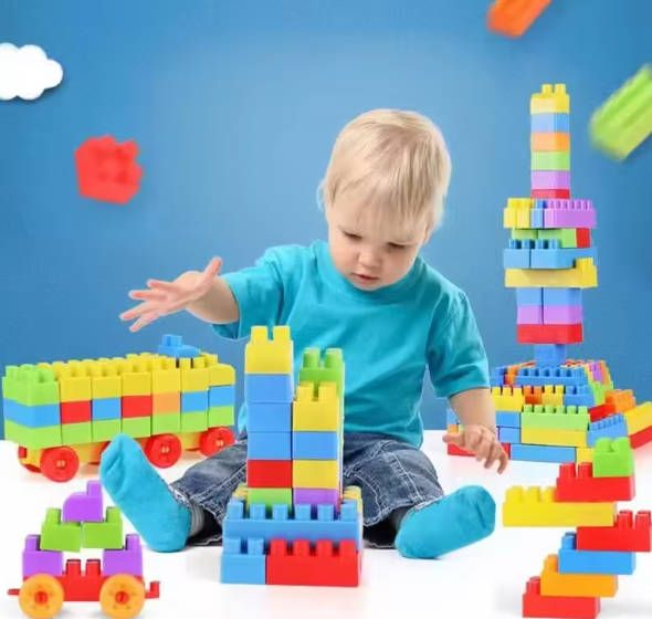 100pc Blocks Toy Children DIY  Construction Set Games Montessori Educational Toys For Kids Gifts Stacking Blocks boy girl baby toys Fast delivery within 1-5 days