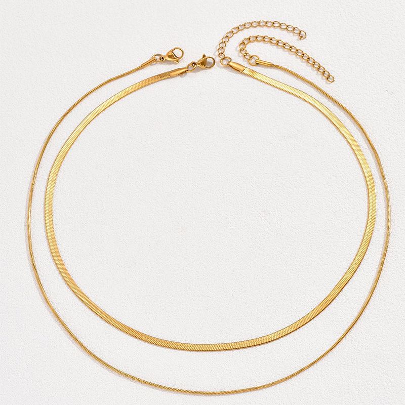 2 PCS/Set Titanium Steel Double Layered Necklace Fashionable Non-Fading High Quality Necklace Women's Personalised Collarbone NecklaceMulti-Layer Necklace Set