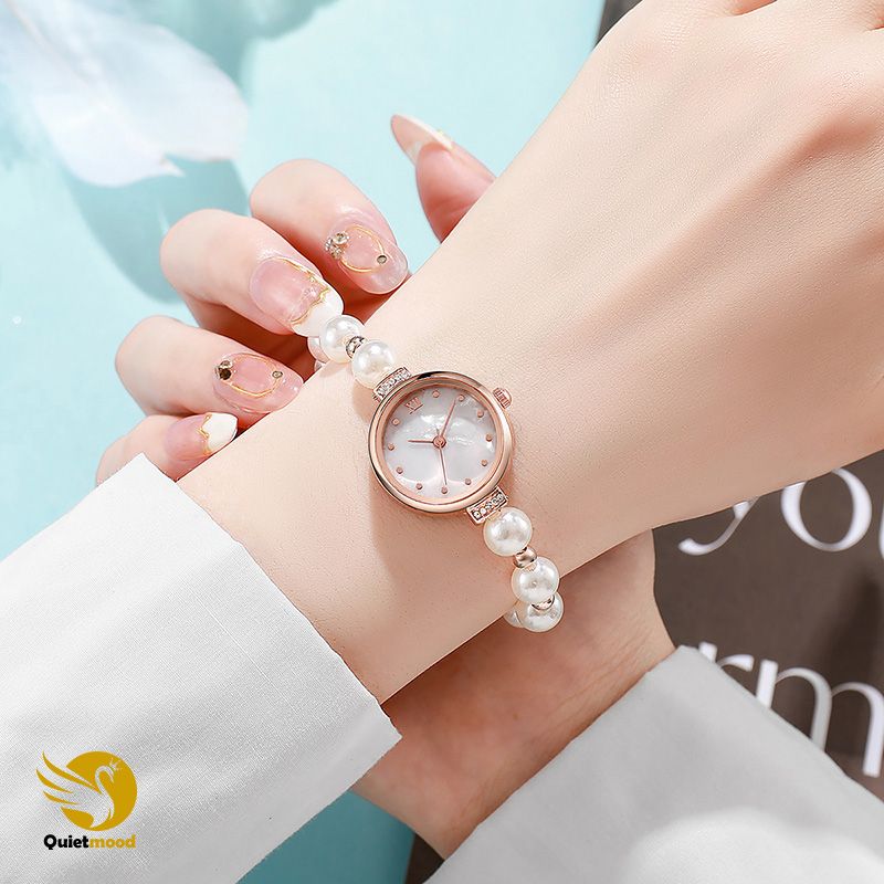 New Fashionable Pearl Strap Beimu Round Women's Watch Free Adjustable Bracelet Watch For Women Quartz Watch Personalized Temperament Bracelet Watch