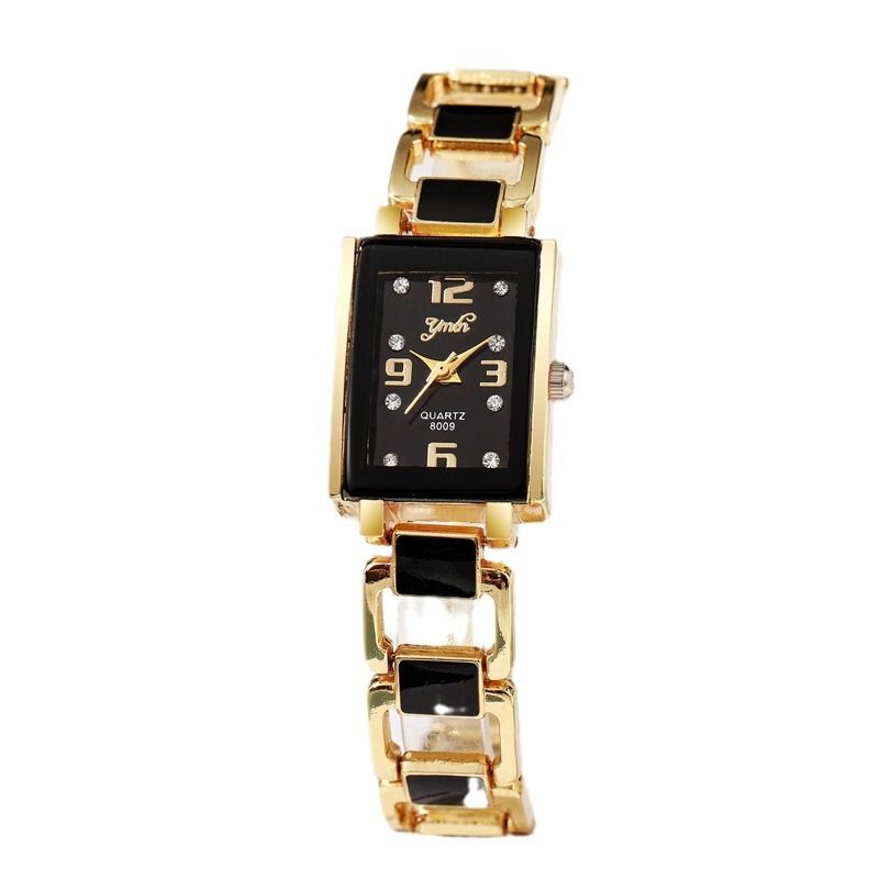 New Hot Best Selling Popular Gold Black Square Dial Women's Watch Female Student Party Temperament Quartz Niche Watch Premium Ceramic Strap