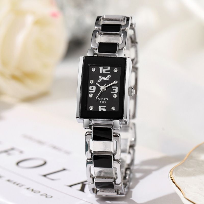 New Hot Best Selling Popular Gold Black Square Dial Women's Watch Female Student Party Temperament Quartz Niche Watch Premium Ceramic Strap