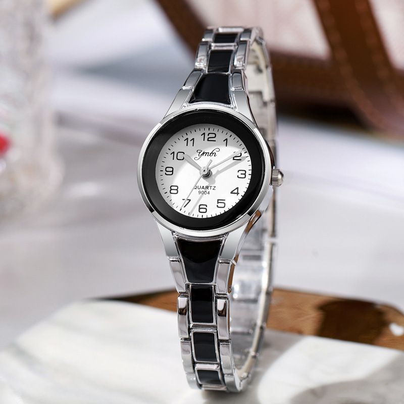 Popular Gold Colored Digital Dial Women's Watch Hot Selling Girl's Temperament Quartz Beautiful Watch Advanced ceramic Strap Minimalist Women's Watch
