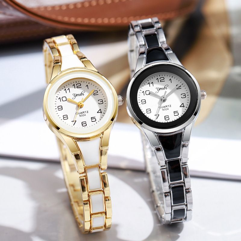 Popular Gold Colored Digital Dial Women's Watch Hot Selling Girl's Temperament Quartz Beautiful Watch Advanced ceramic Strap Minimalist Women's Watch