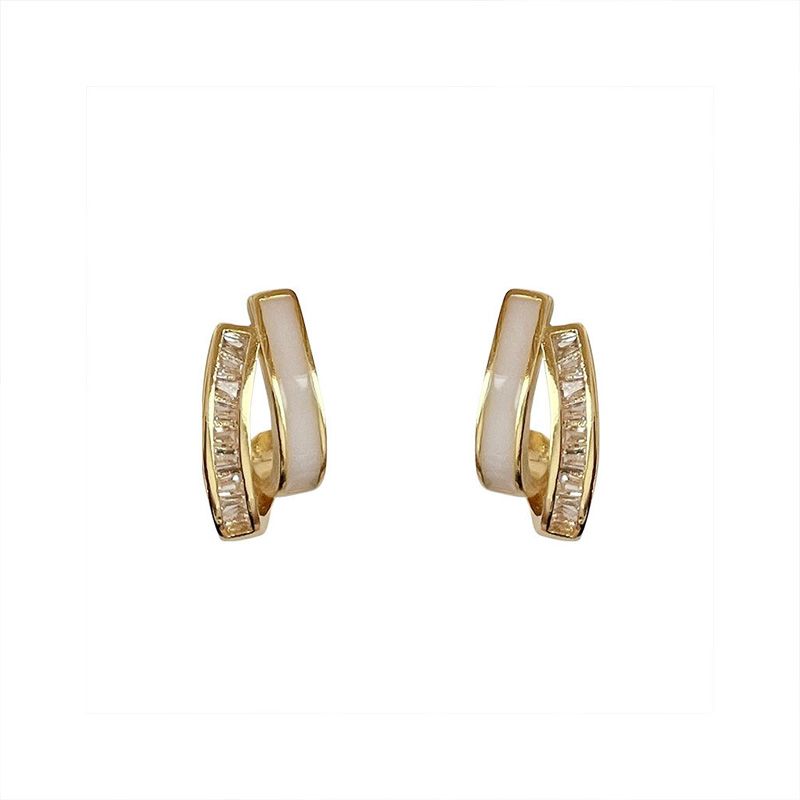 Premium Sense Of Double Layer Earrings New Fashion Female Earrings
 Simple Temperament Diamond Earrings Elegant Beautiful Silver Pin Earrings