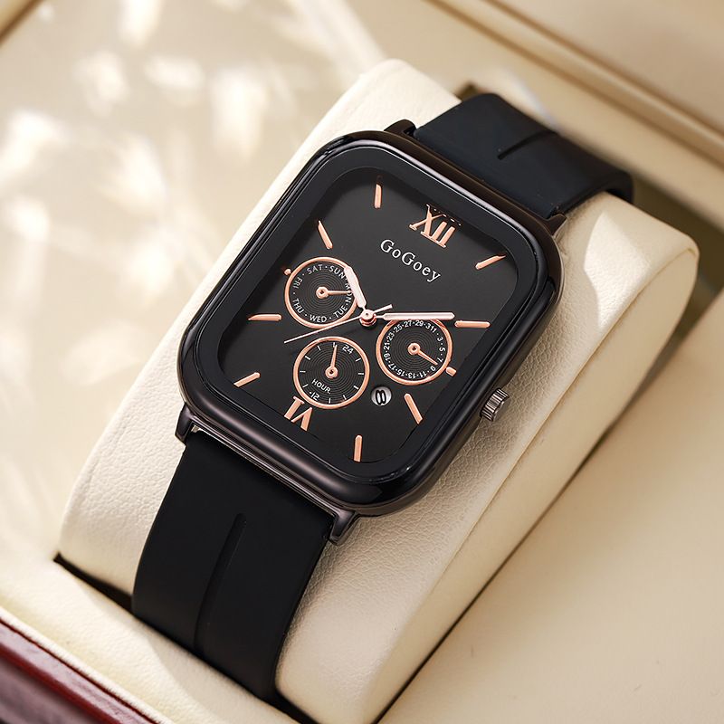 New Fashion Versatile Women's Leather Watch Girl's Rectangular Personalized Wristwatch Popular Quartz Watch With A Niche Temperament And High-end Aesthetics Black