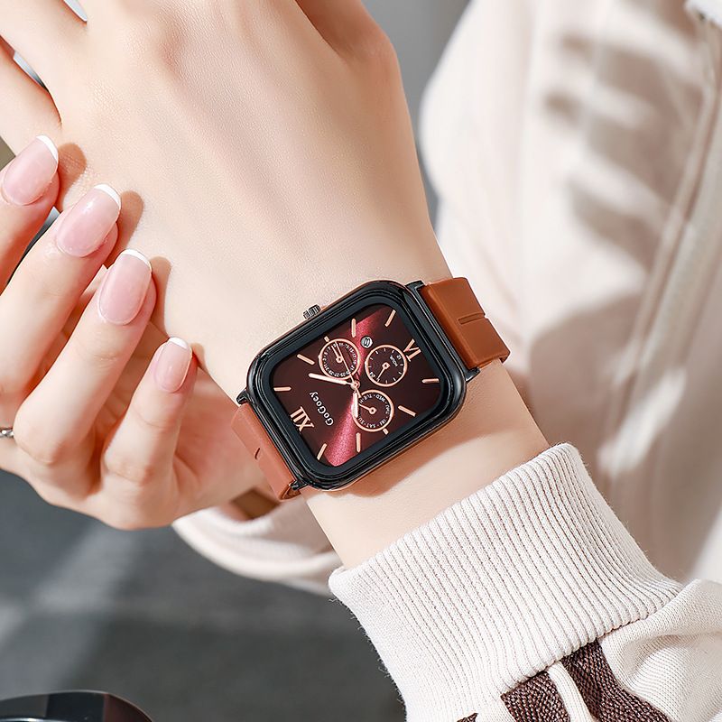 New Fashion Versatile Women's Leather Watch Girl's Rectangular Personalized Wristwatch Popular Quartz Watch With A Niche Temperament And High-end Aesthetics
