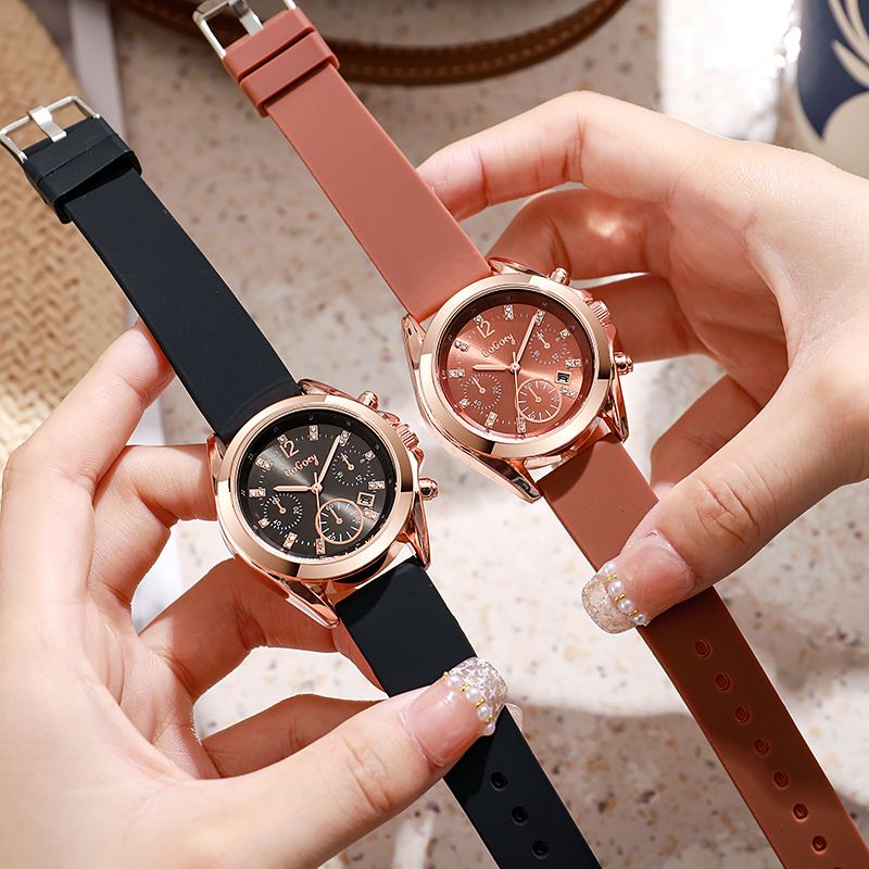 New Fashionable Women's Watch Leather Strap Large Dial Wrist Watch Advanced Diamond Set Quartz Watch With Calendar Trendy Minimalist Classic Girl's Watch