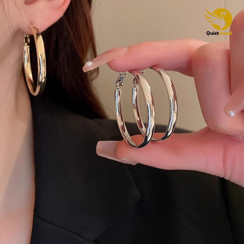 Silver Needle French Metal Circle Earrings New Trendy Earrings Niche Design Unique Temperament Earrings