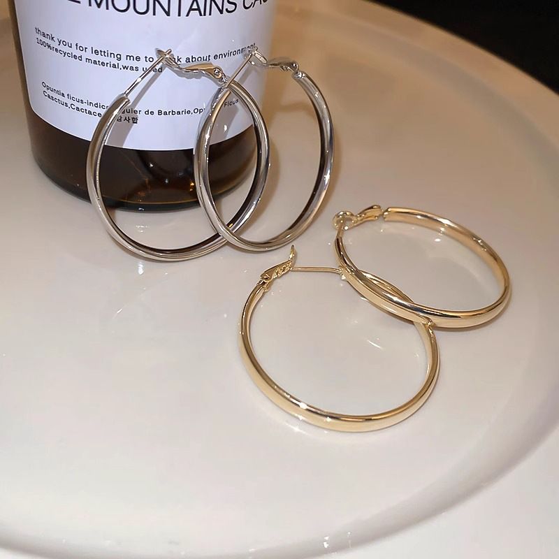 Silver Needle French Metal Circle Earrings New Trendy Earrings Niche Design Unique Temperament Earrings