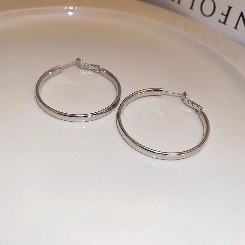 Silver Needle French Metal Circle Earrings New Trendy Earrings Niche Design Unique Temperament Earrings