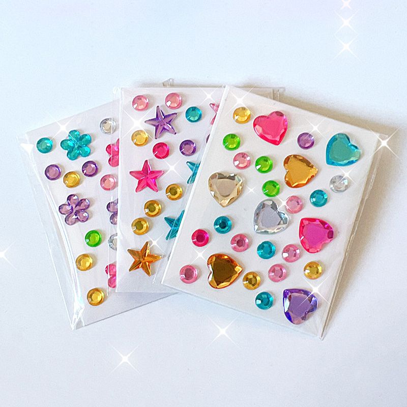 3 PCS/Set Mini Colored Diamond Stickers Accessories DIY Diamond Stickers Acrylic Diamond Stickers Star Love Gem Stickers Random Stickers