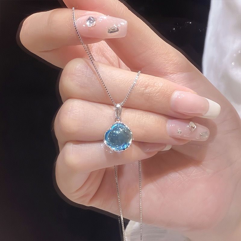 New Fashion Female Small Pendant Double-sided Round Jade Pendant Necklace Hot Selling Personality Temperament Jewellery Beautiful Simple Collarbone Chain