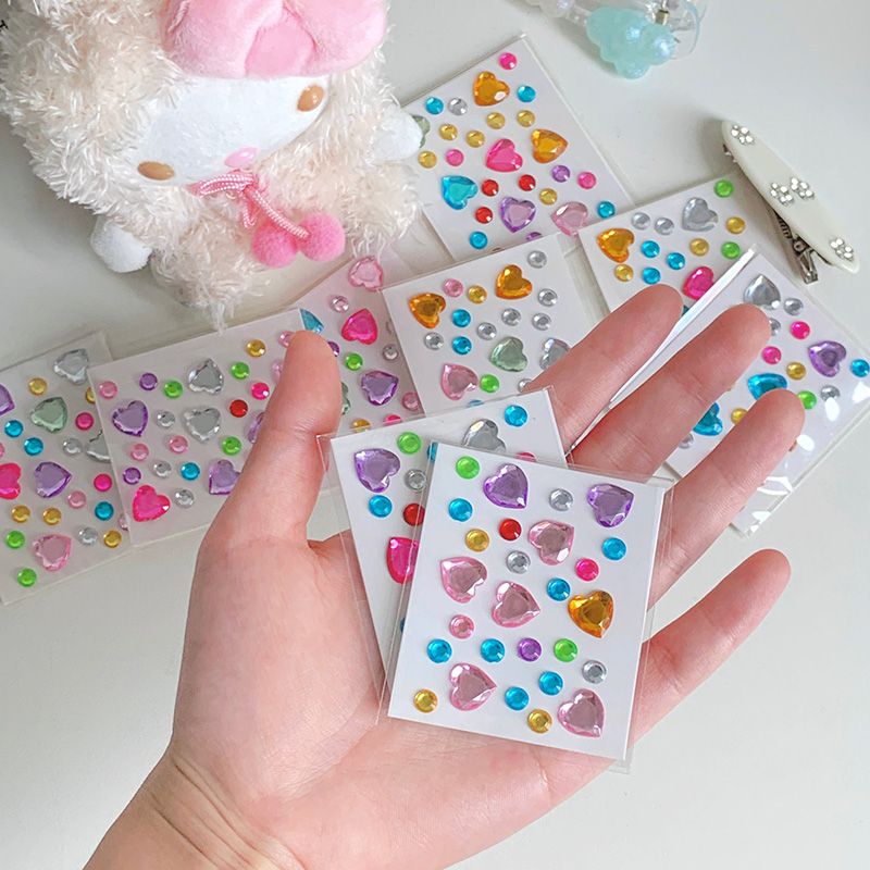 3 PCS/Set Mini Colored Diamond Stickers Accessories DIY Diamond Stickers Acrylic Diamond Stickers Star Love Gem Stickers Random Stickers