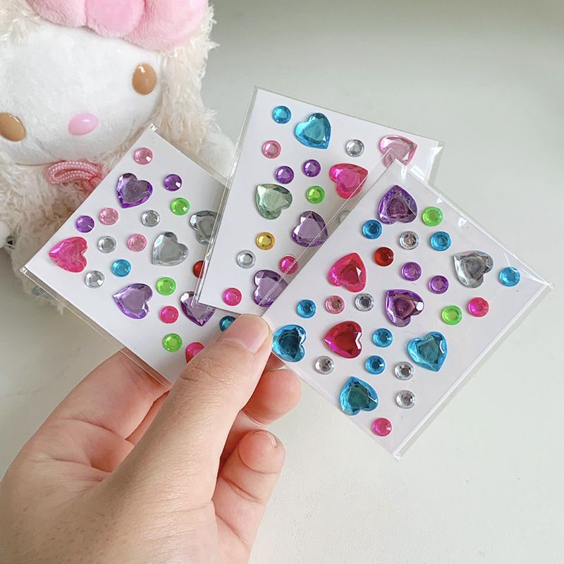 3 PCS/Set Mini Colored Diamond Stickers Accessories DIY Diamond Stickers Acrylic Diamond Stickers Star Love Gem Stickers Random Stickers