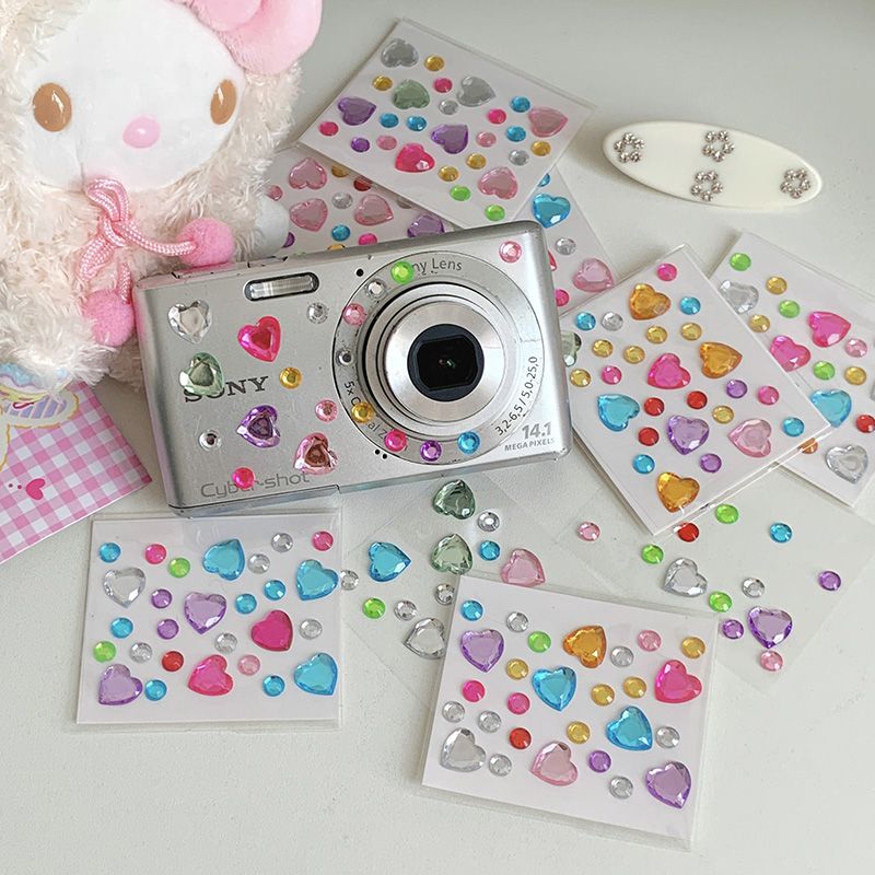 3 PCS/Set Mini Colored Diamond Stickers Accessories DIY Diamond Stickers Acrylic Diamond Stickers Star Love Gem Stickers Random Stickers