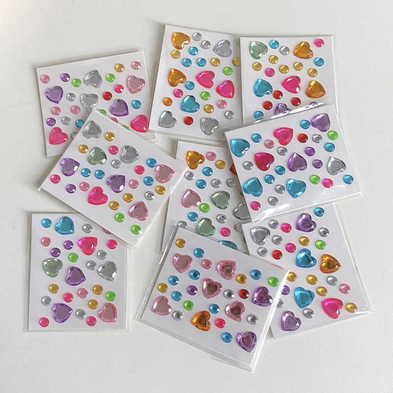 3 PCS/Set Mini Colored Diamond Stickers Accessories DIY Diamond Stickers Acrylic Diamond Stickers Star Love Gem Stickers Random Stickers