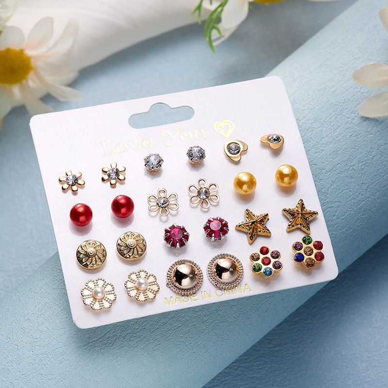 New Paper Card Earrings Set Beautiful Delicate Earrings Set 12 Pairs Affordable Set Diamonds Flowers Hearts And More