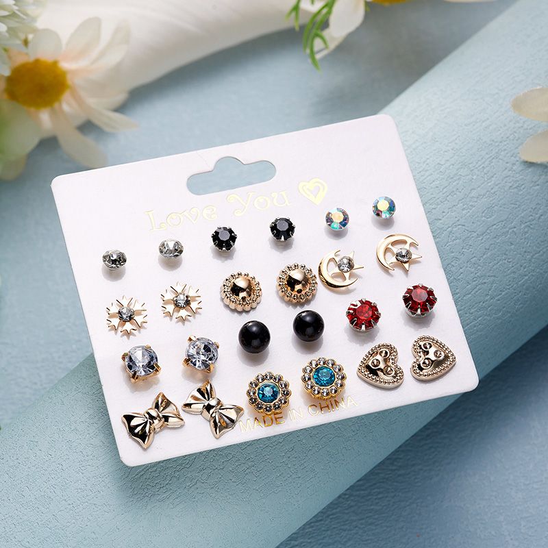 New Paper Card Earrings Set Beautiful Delicate Earrings Set 12 Pairs Affordable Set Diamonds Flowers Hearts And More