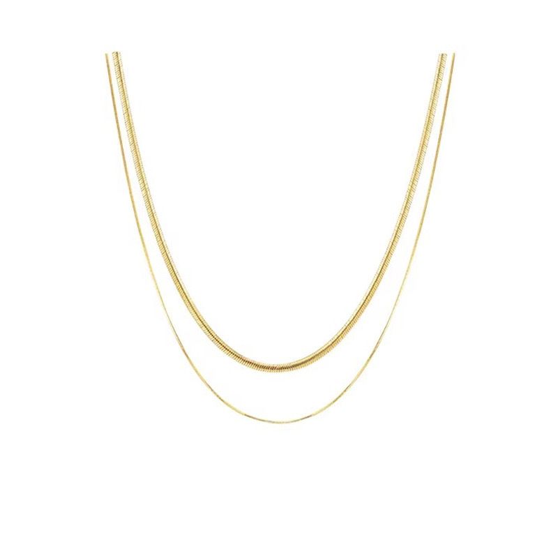 2 PCS/Set Titanium Steel Double Layered Necklace Fashionable Non-Fading High Quality Necklace Women's Personalised Collarbone NecklaceMulti-Layer Necklace Set