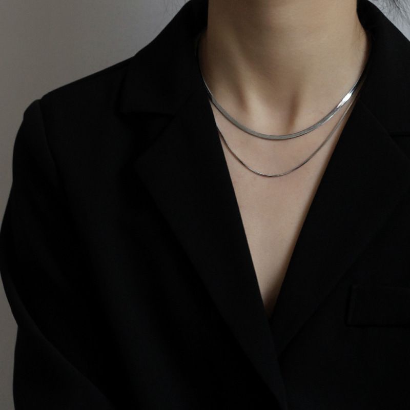 2 PCS/Set Titanium Steel Double Layered Necklace Fashionable Non-Fading High Quality Necklace Women's Personalised Collarbone NecklaceMulti-Layer Necklace Set