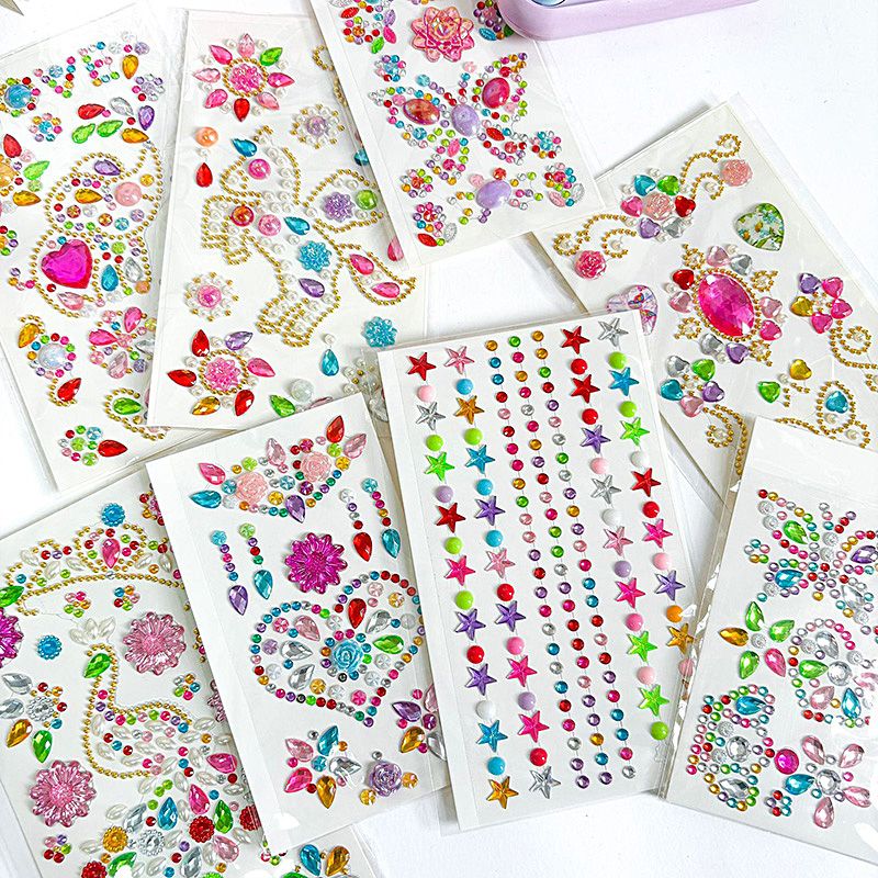 8 PCS/Set New Exquisite Beautiful DIY Acrylic Adhesive Creative Decoration Personalized Crystal Diamond Sticker Mobile Phone Cup Computer Decoration