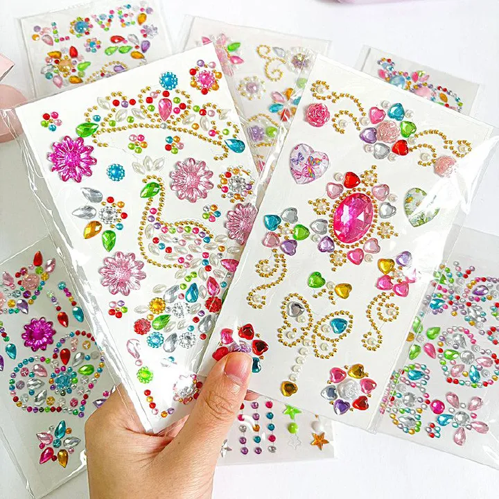 8 PCS/Set New Exquisite Beautiful DIY Acrylic Adhesive Creative Decoration Personalized Crystal Diamond Sticker Mobile Phone Cup Computer Decoration