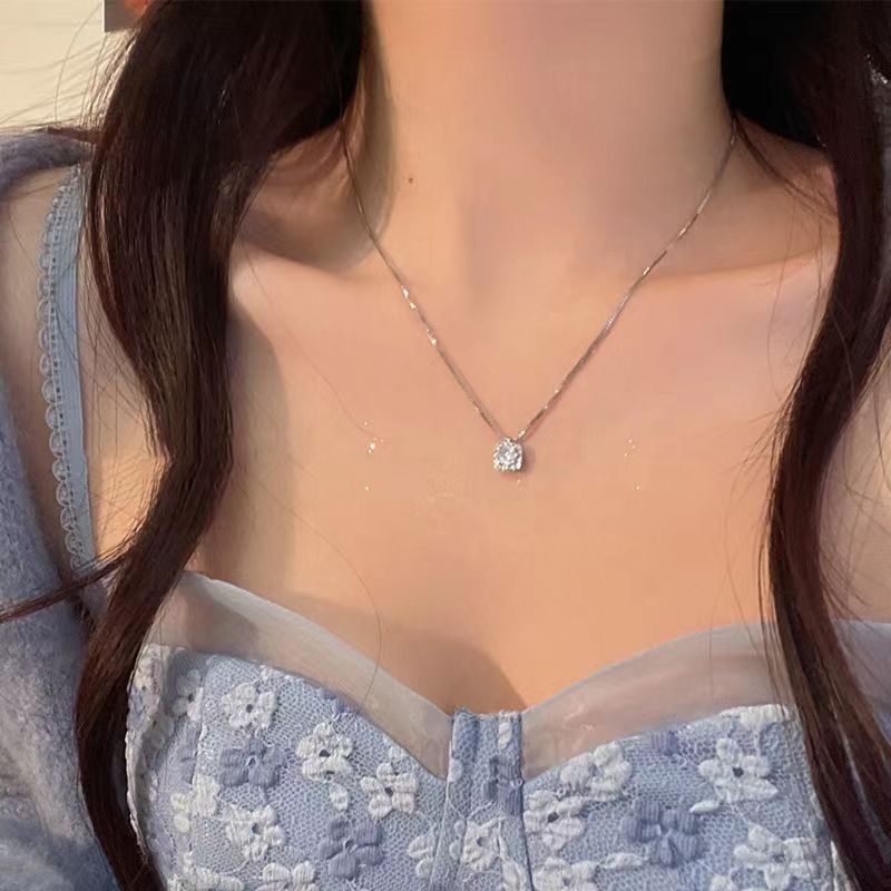 Cubic Zircon Necklace Cold Style Niche Light Luxury Simple Versatile And Temperament Clavicle Chain Short Fashionable Clavicle Chain