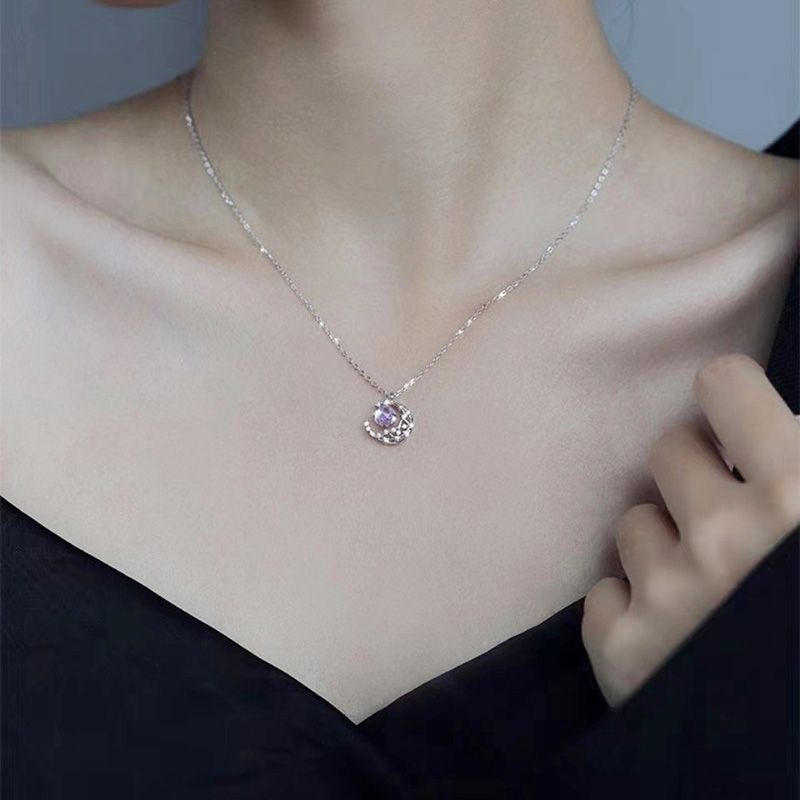 Moon Star Necklace Simple Temperament Internet Celebrity Collarbone Chain Female Best Friend Ins Light Luxury Niche Crescent Diamond Necklace