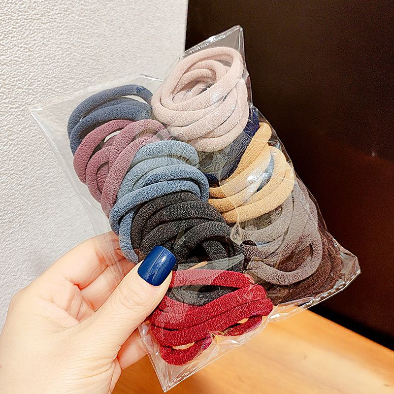 50 PCS/Set Girls Gradient Seamless Simple Hair Rope Children's Color Hair Ring High Elastic Towel Ring Candy Color Hair Rope