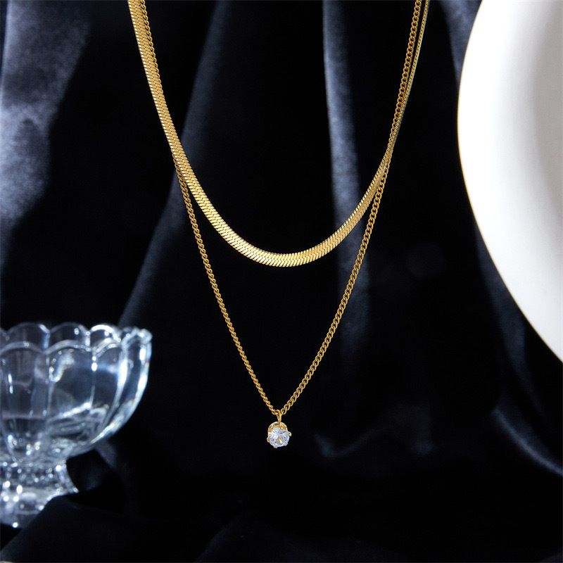 Fashionable Niche Design Titanium Steel Metal Diamond Multi-Layer Chain Jewelry Clavicle Chain Temperament Versatile Necklace