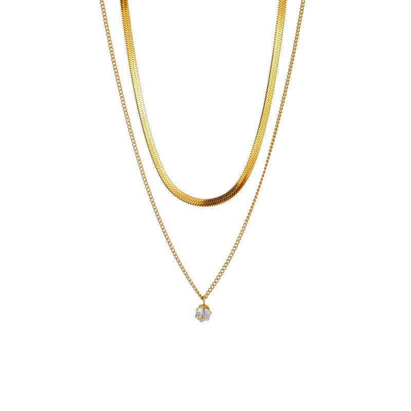 Fashionable Niche Design Titanium Steel Metal Diamond Multi-Layer Chain Jewelry Clavicle Chain Temperament Versatile Necklace
