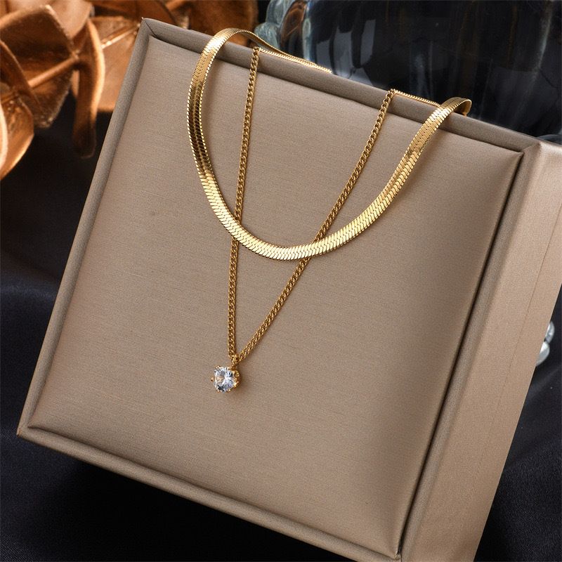 Fashionable Niche Design Titanium Steel Metal Diamond Multi-Layer Chain Jewelry Clavicle Chain Temperament Versatile Necklace
